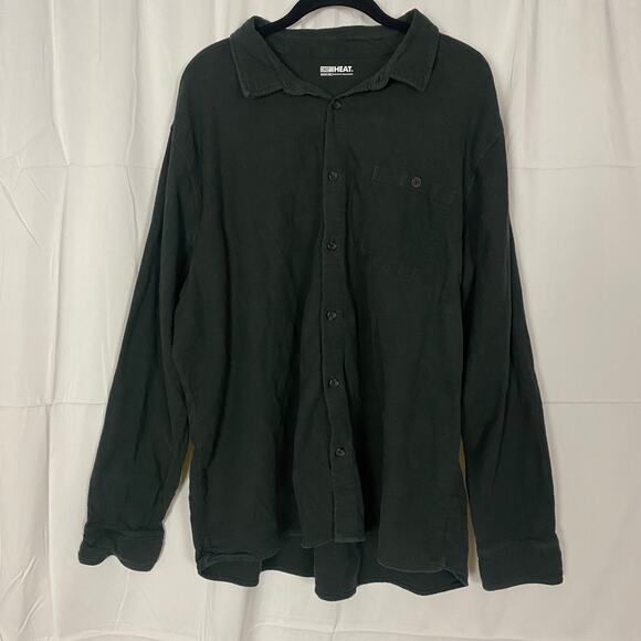32 Degrees Heat XXL Cozy Button-Up Shirt Black Stretch Cotton Blend Long Sleeve - Picture 5 of 10